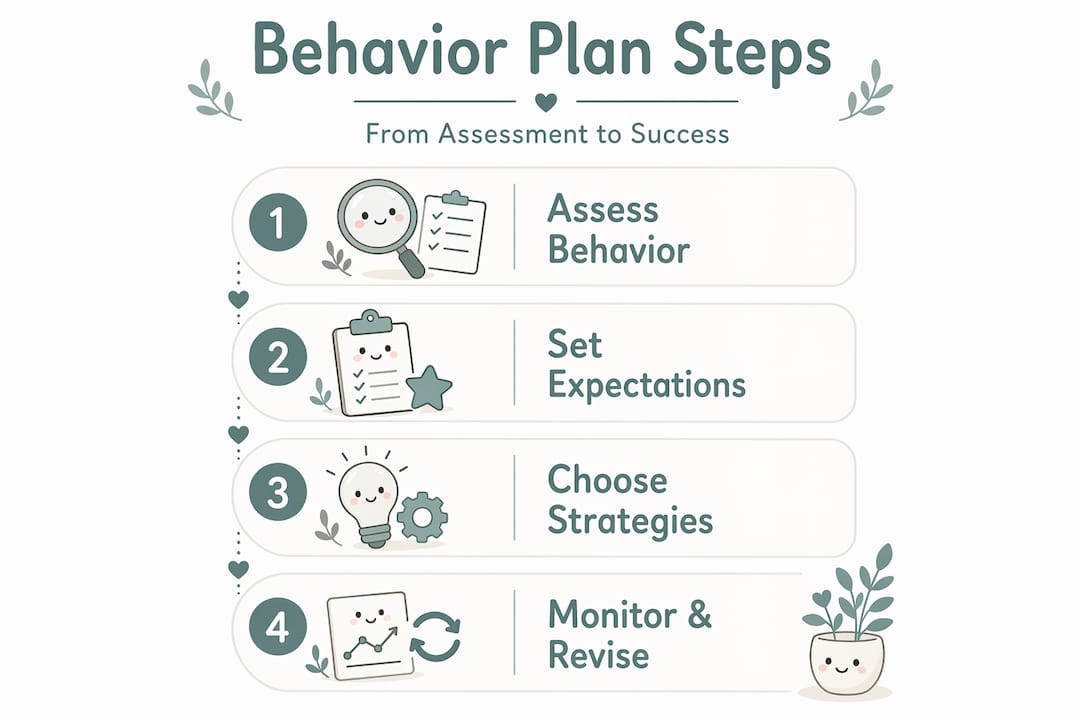 Infographic visualizing steps of classroom behavior plan