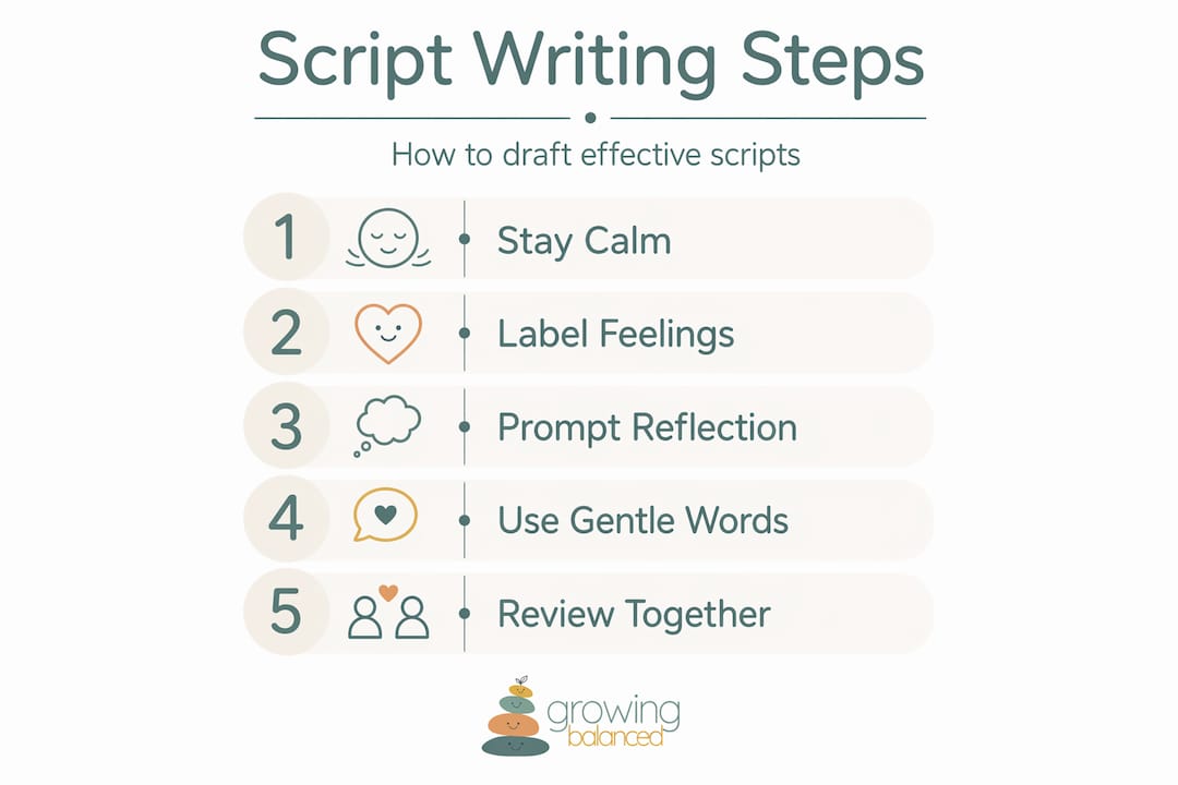 Infographic showing steps for writing co-regulation scripts