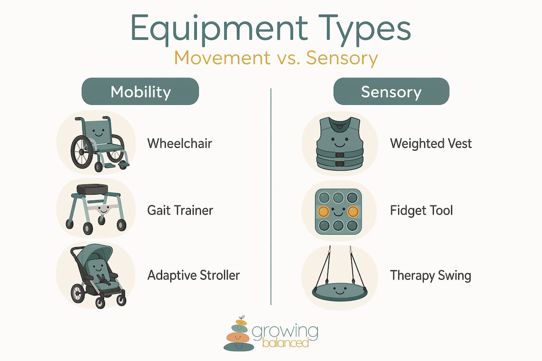 Infographic comparing mobility and sensory equipment