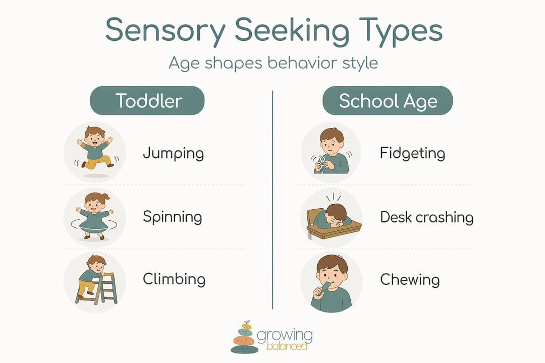 Infographic comparing sensory behaviors by age