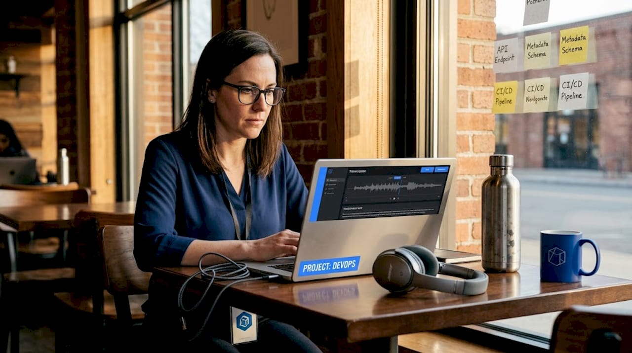 Specialist running local video transcription software