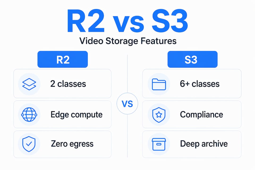 Infographic comparing R2 and S3 video features