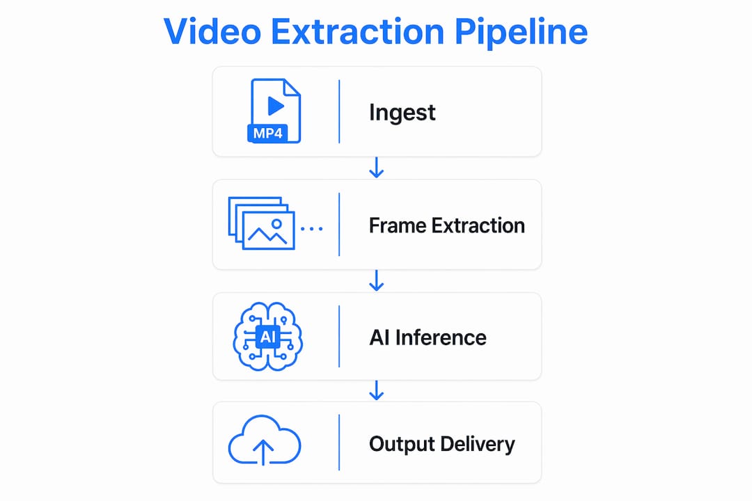 Infographic depicting video extraction pipeline stages