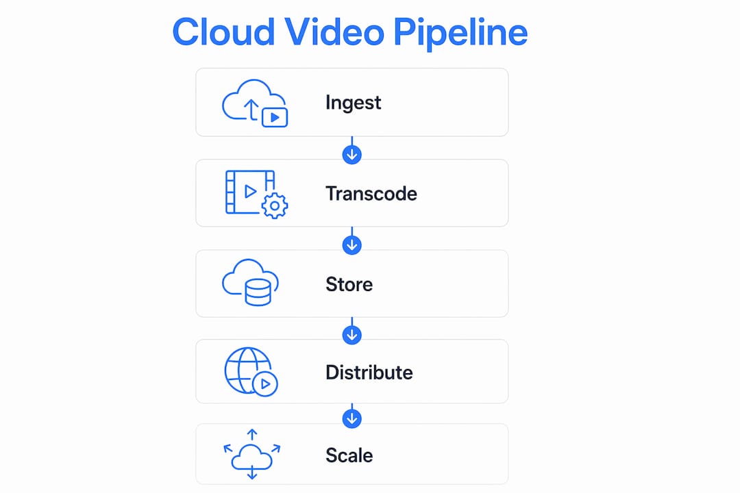 Infographic showing cloud video pipeline stages
