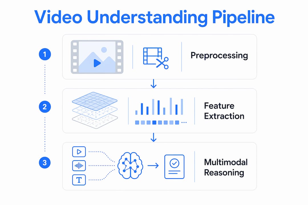 Infographic illustrating video understanding stages
