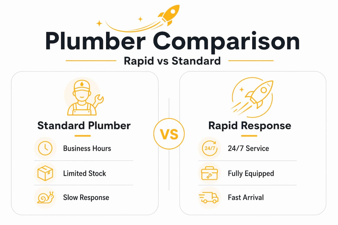 Infographic comparing rapid response and standard plumber