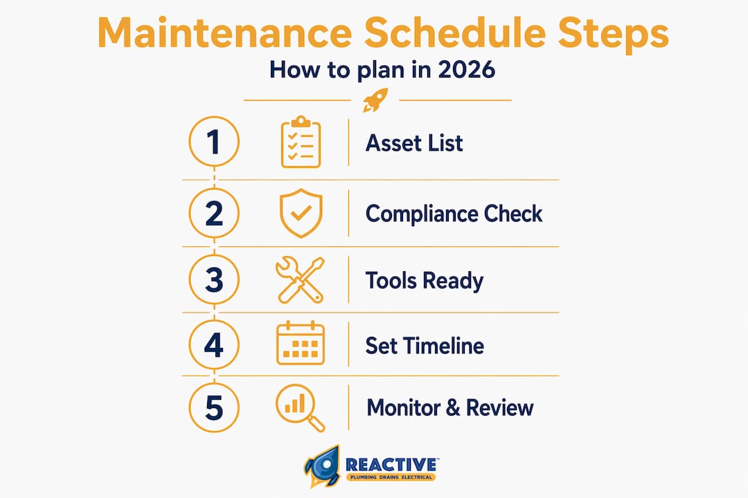 Infographic with five maintenance scheduling steps