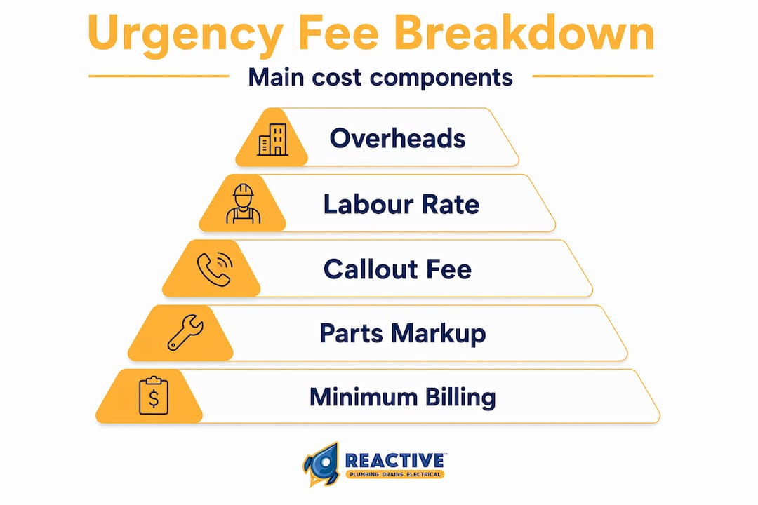 Infographic showing hierarchy of urgency fee costs