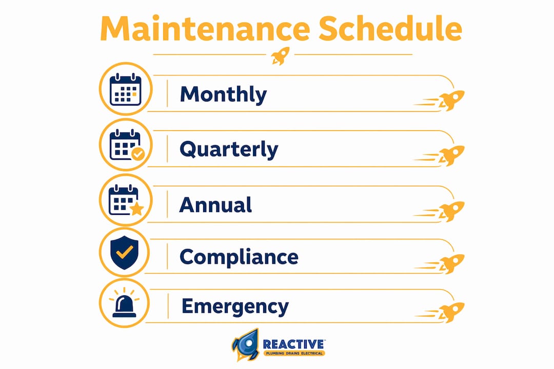 Infographic showing plumbing maintenance schedule steps