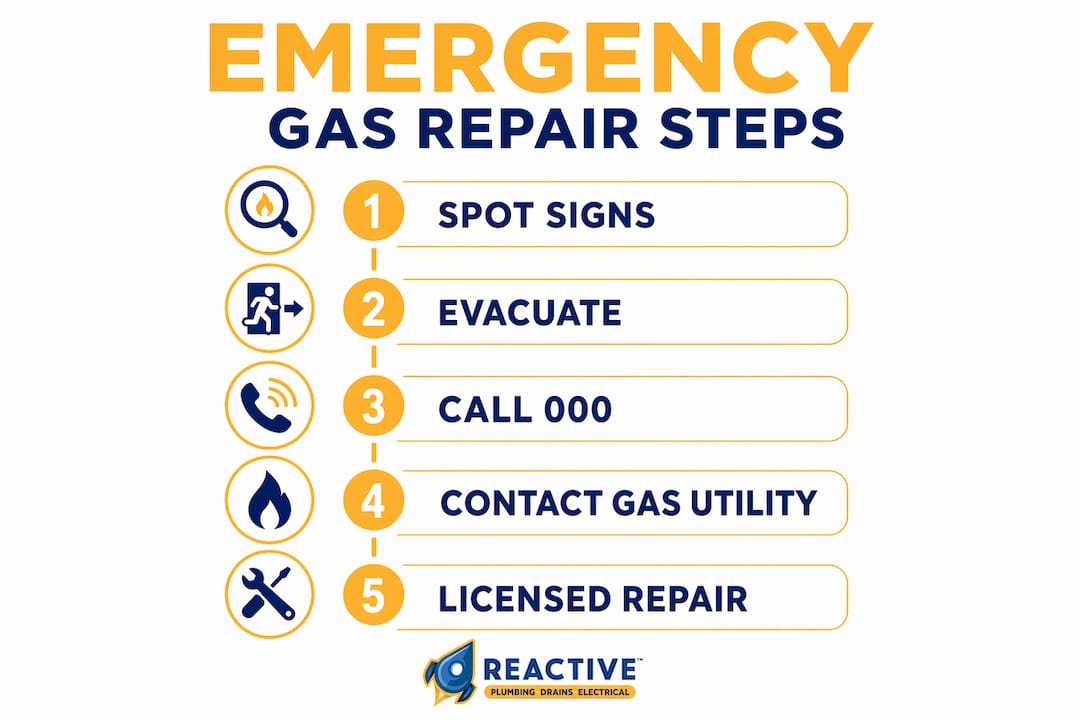 Infographic showing emergency gas repair steps
