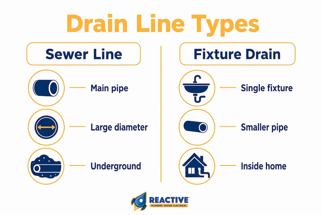 Infographic comparing sewer line and fixture drains