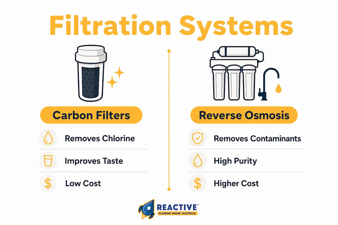 Infographic comparing carbon and reverse osmosis water filters