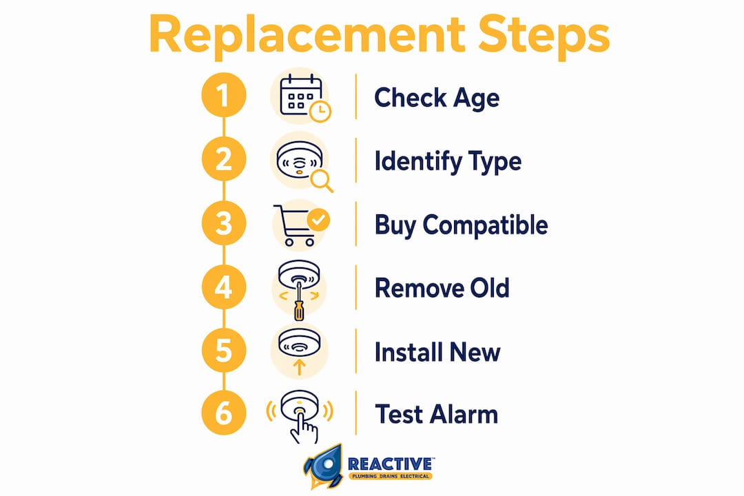 Infographic showing smoke alarm replacement steps