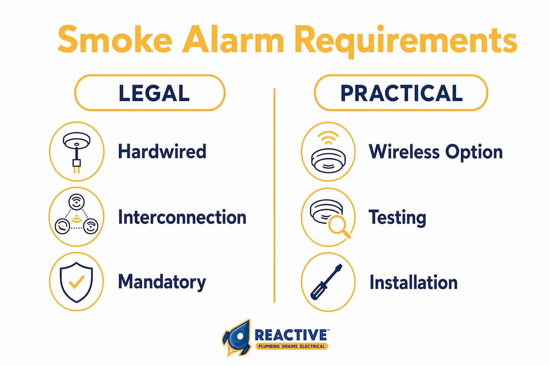 Infographic comparing legal and practical smoke alarm requirements
