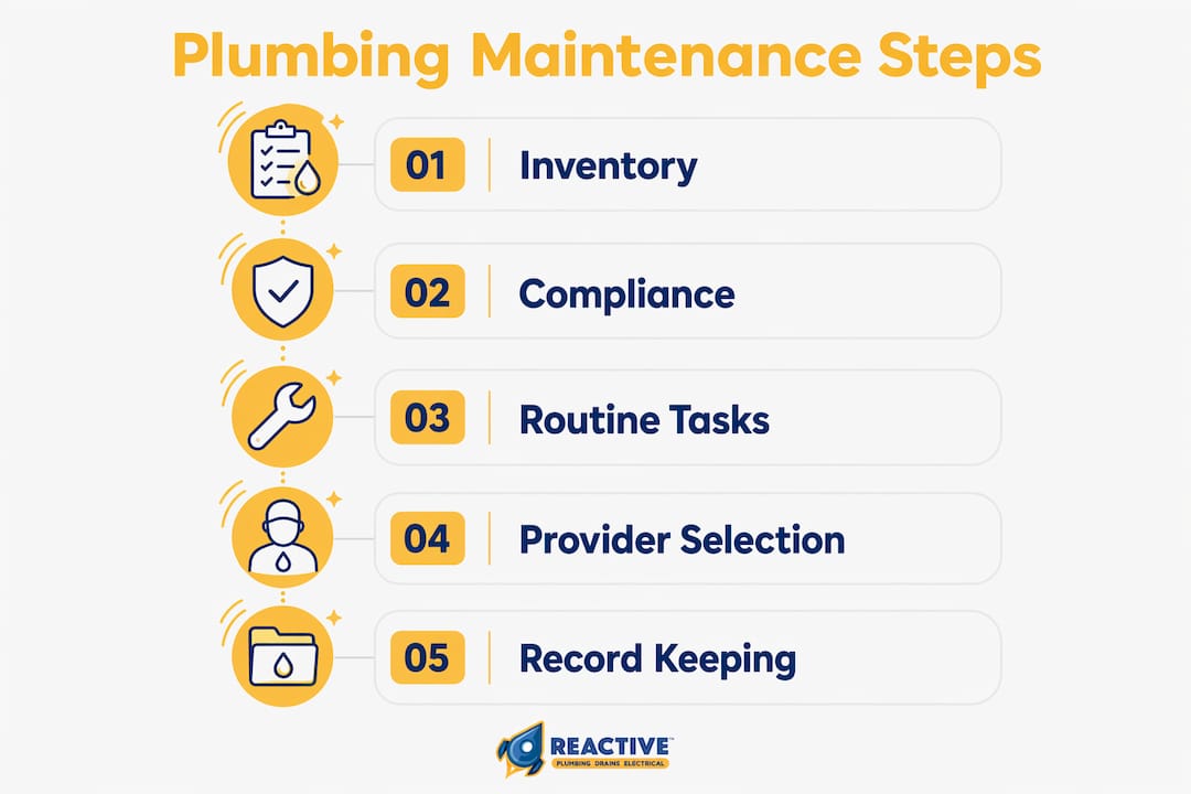 Infographic illustrating plumbing maintenance steps