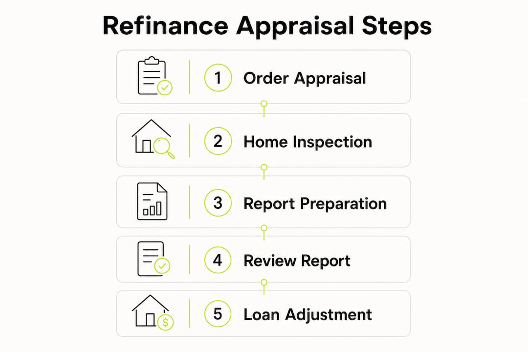 Infographic illustrating refinance appraisal process steps