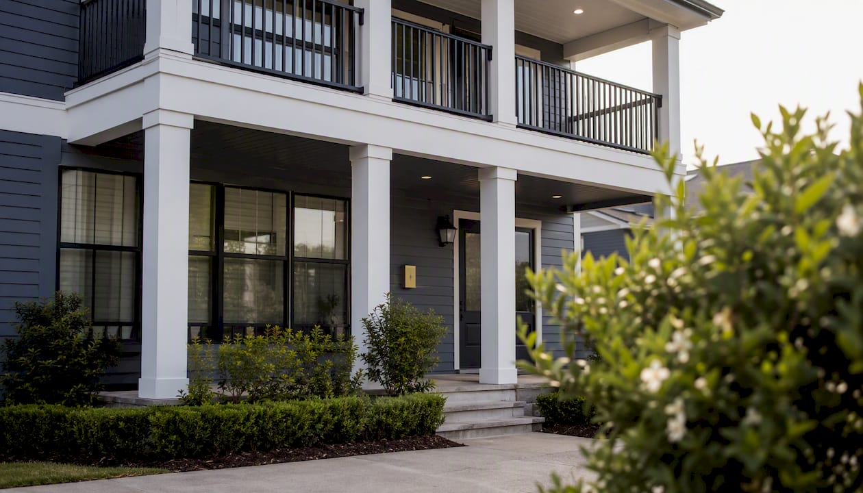 Residential rental property exterior close-up