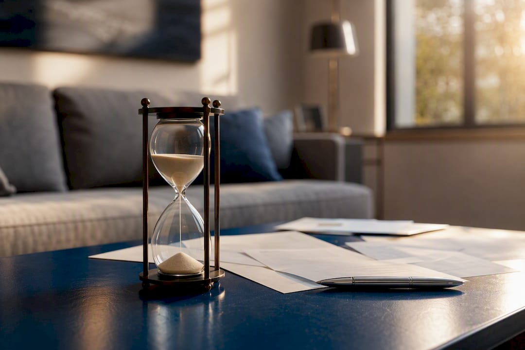 Hourglass on financial papers