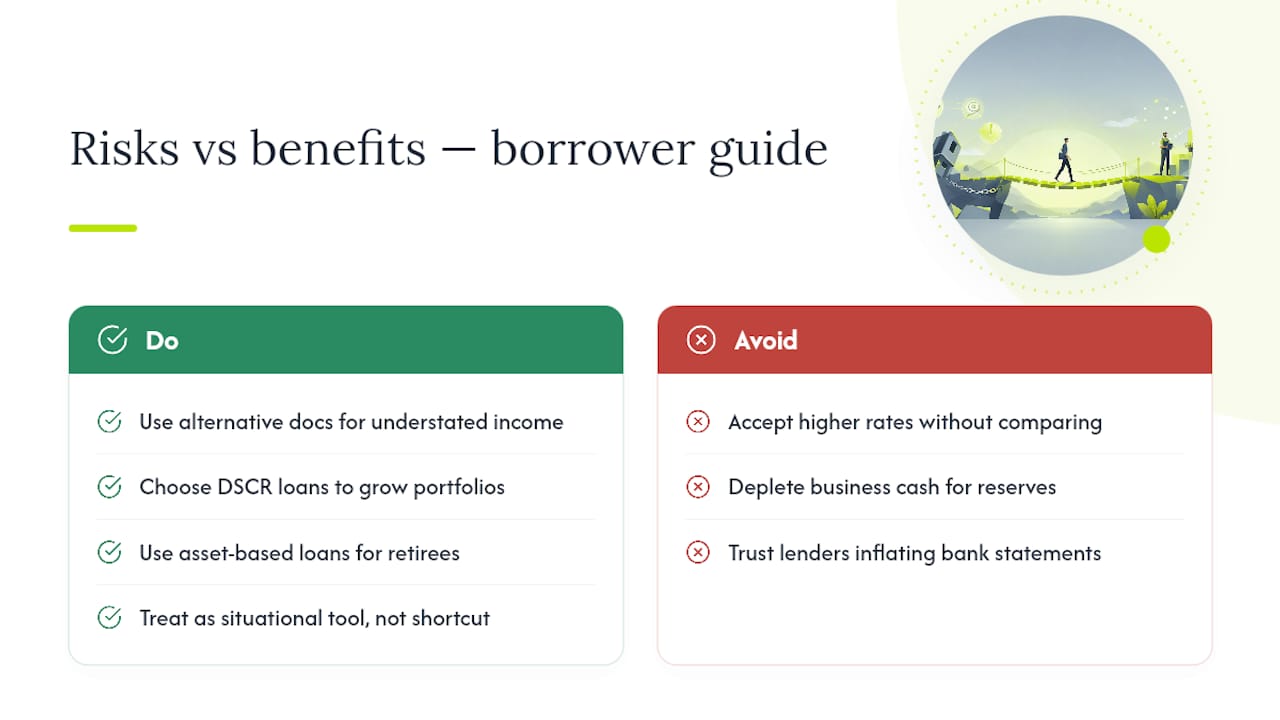 Risks and Benefits Specific to Borrowers When Opting for Stated Income or Its Modern Alternatives — overview diagram