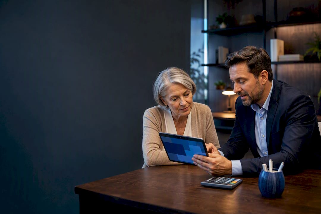 Counselor and homeowner comparing reverse mortgage costs