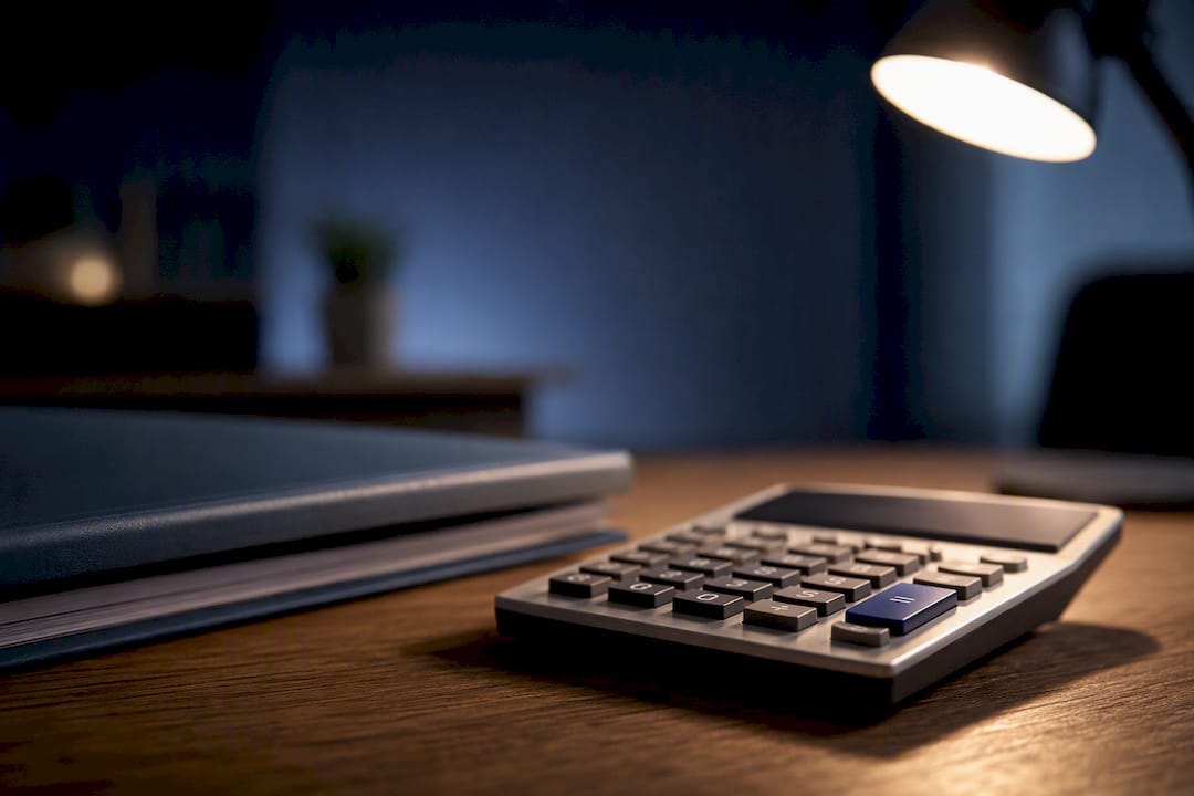 Mortgage calculator beside FHA loan folder