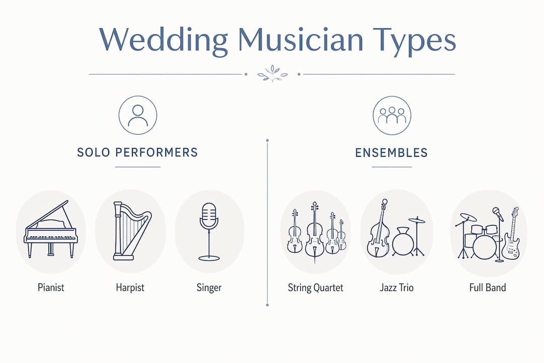 Comparison infographic of wedding musician types