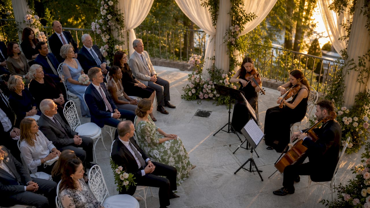 Guests listening to live ambient ceremony music