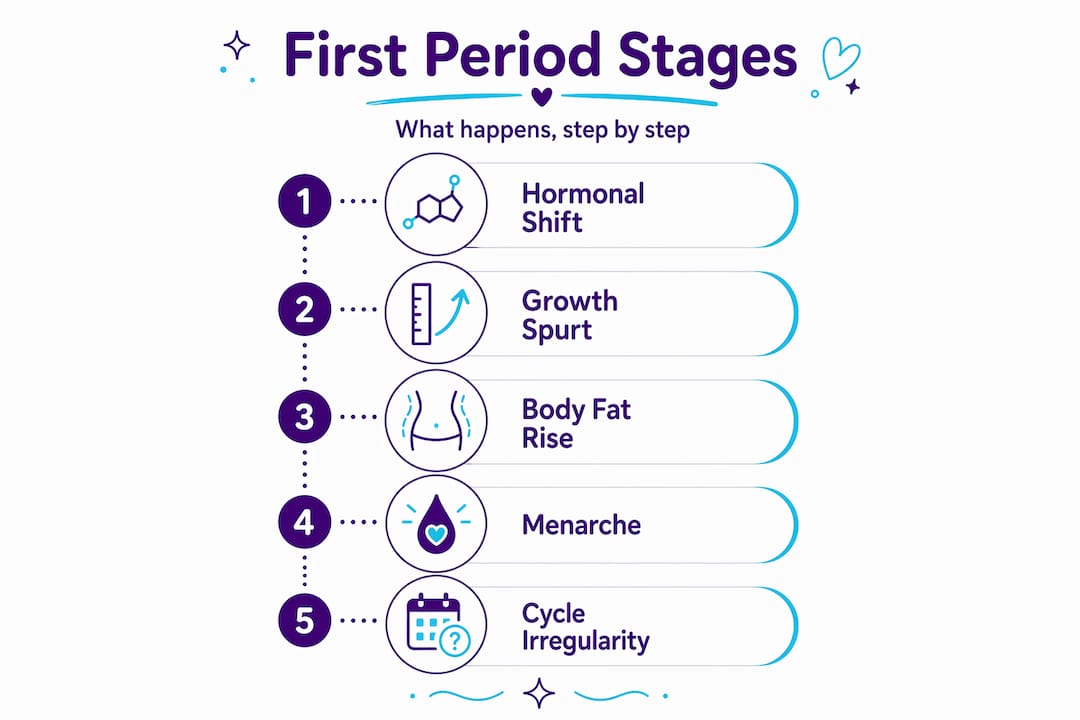 Infographic visualizing stages of first period