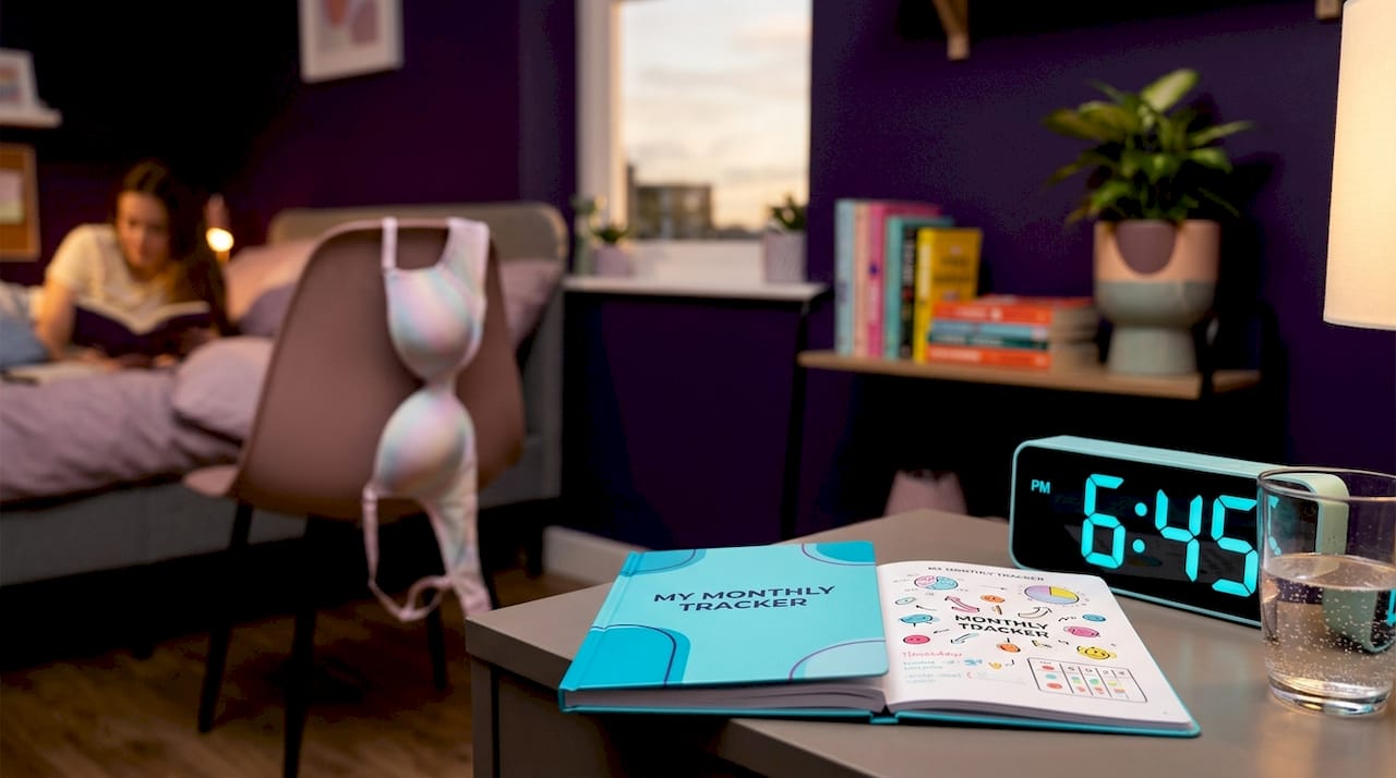 Nightstand with period tracking items