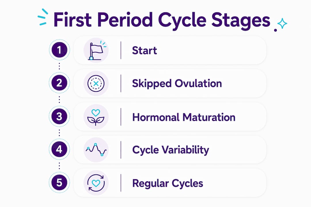 Infographic showing stages of first period cycles