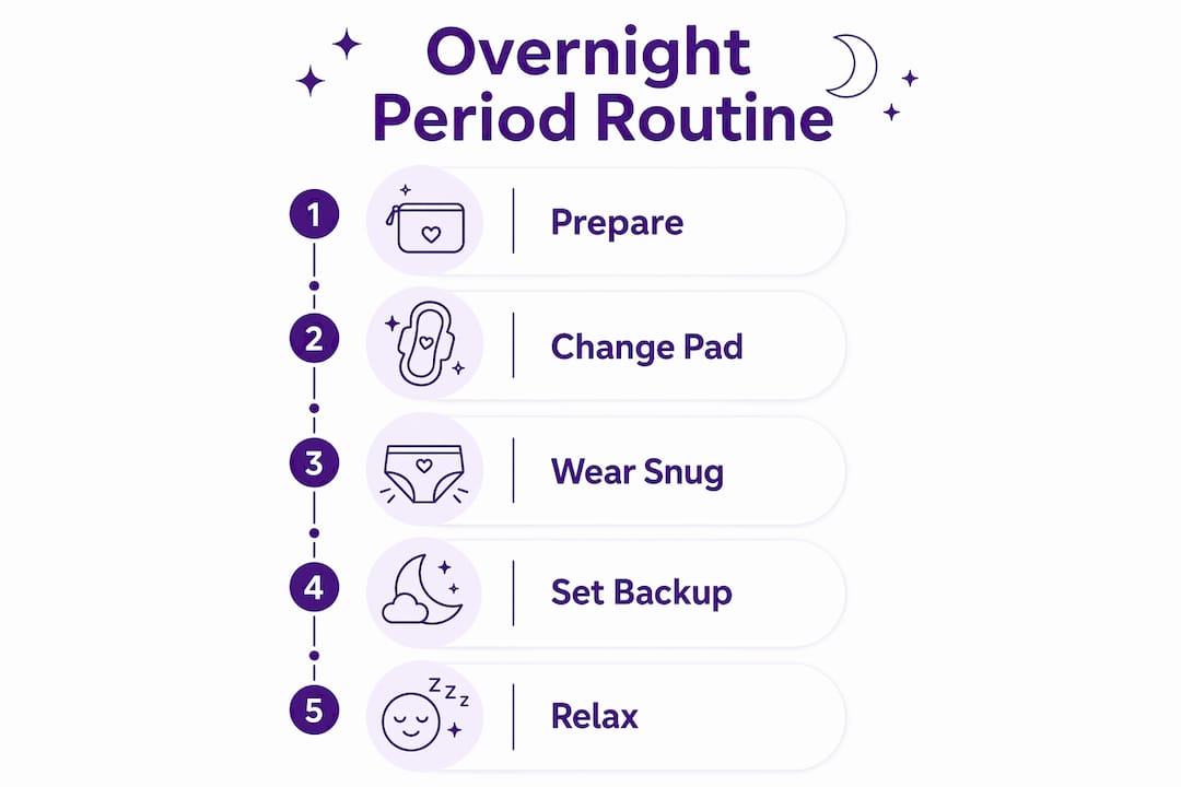Infographic illustrating overnight period care steps
