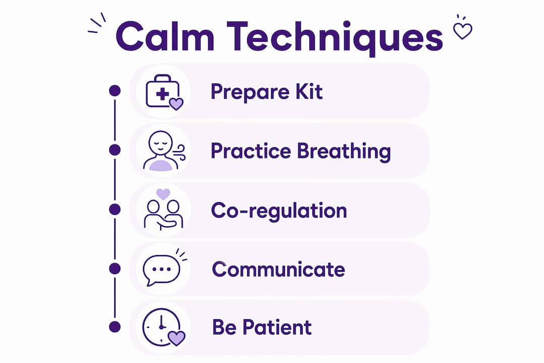 Infographic outlining calming techniques for first period