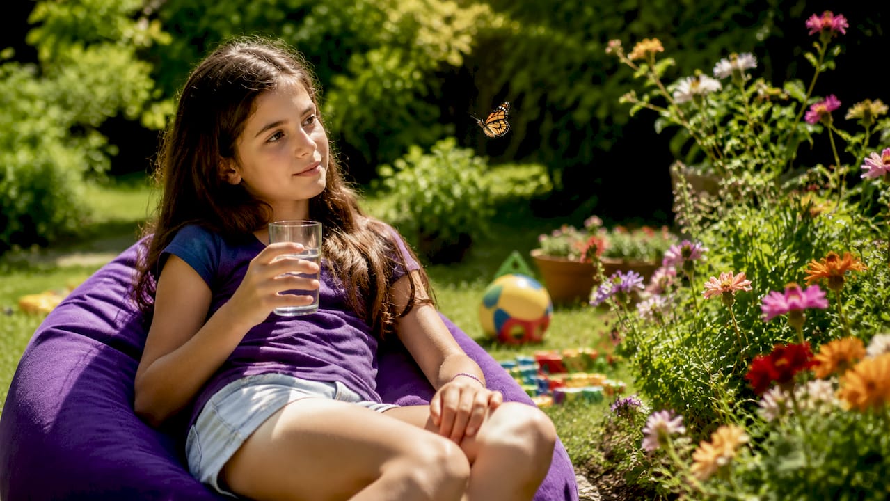 Preteen girl reflecting on hormonal changes