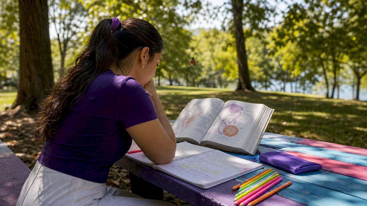 Desktop with menstrual cycle biology materials
