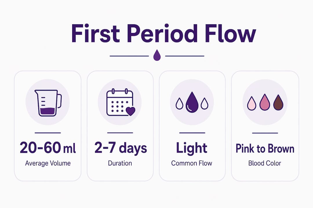 Infographic showing first period flow statistics