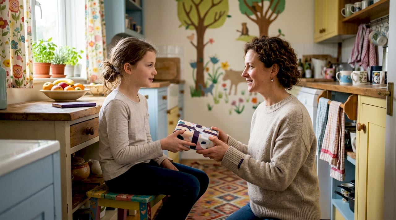 Mother and daughter discussing first period support
