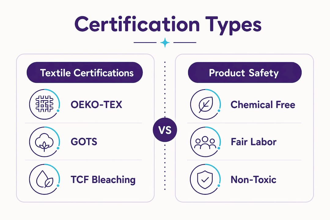 Infographic comparing clean period product certifications