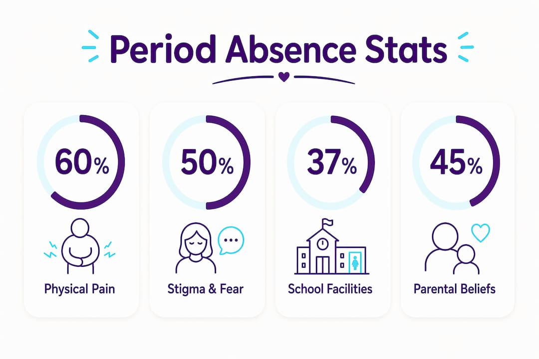 Infographic showing key factors of menstrual absenteeism