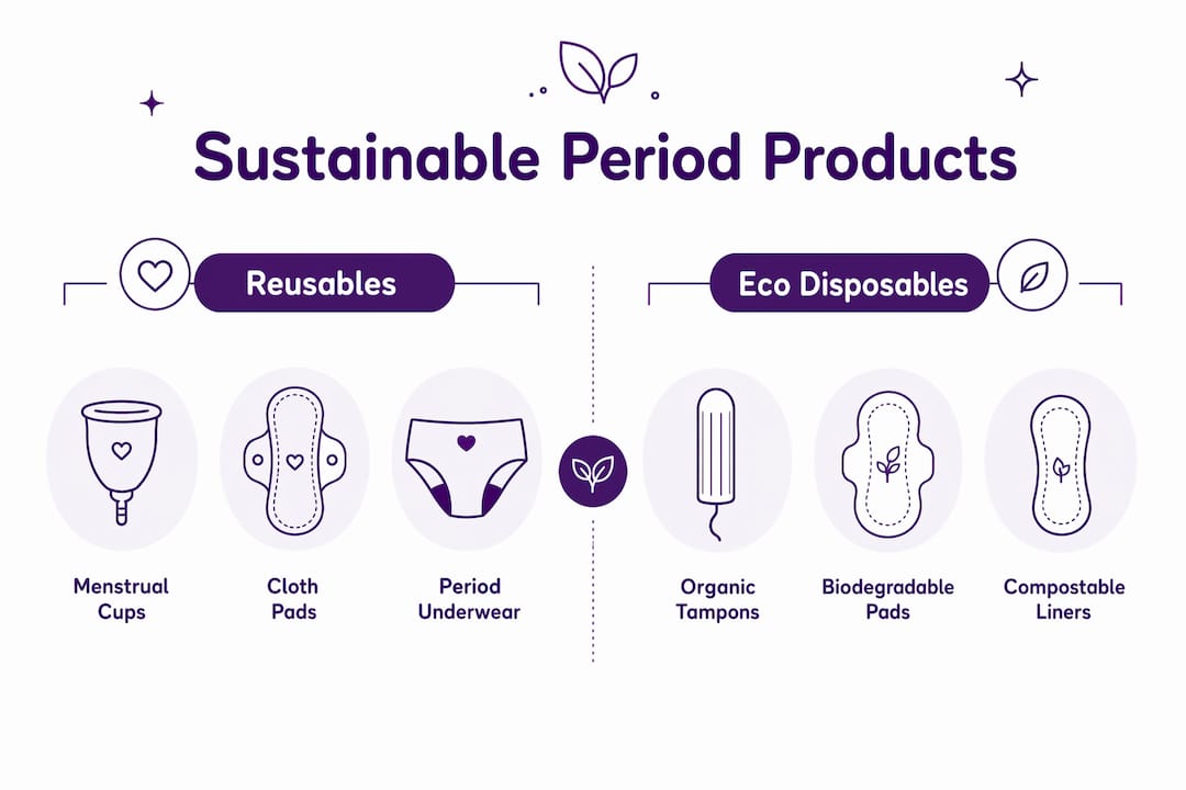 Infographic comparing reusable and eco-friendly disposable period products