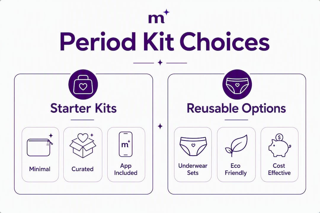 Infographic comparing starter and reusable period kits