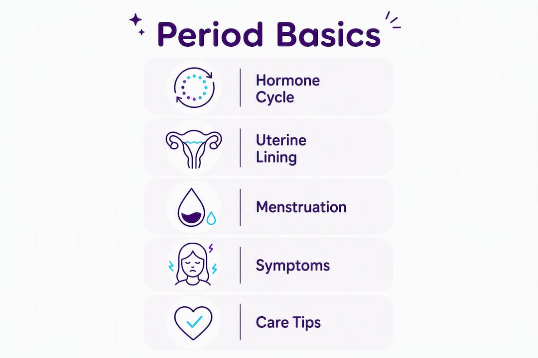 Infographic showing stages of menstruation basics