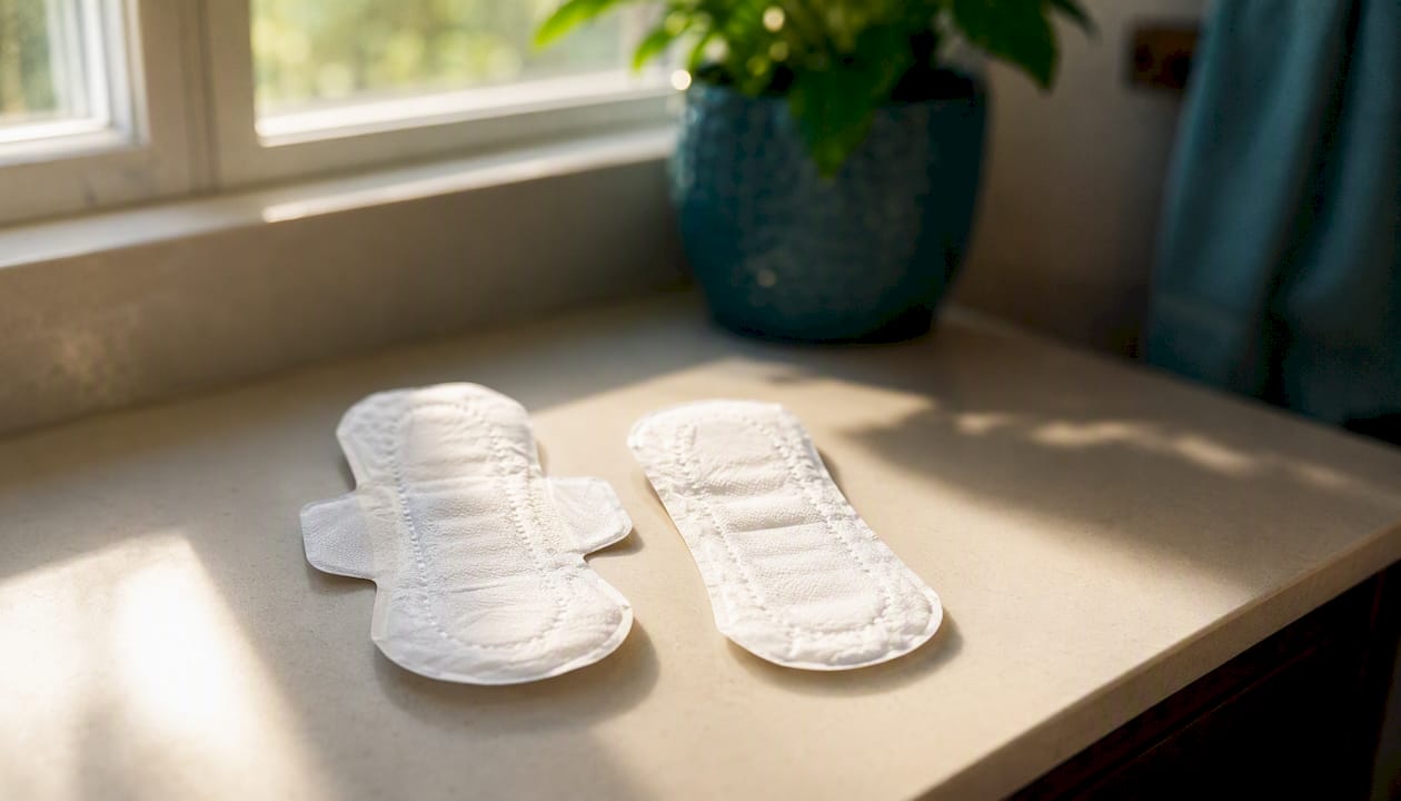 Side-by-side winged and non-winged menstrual pads