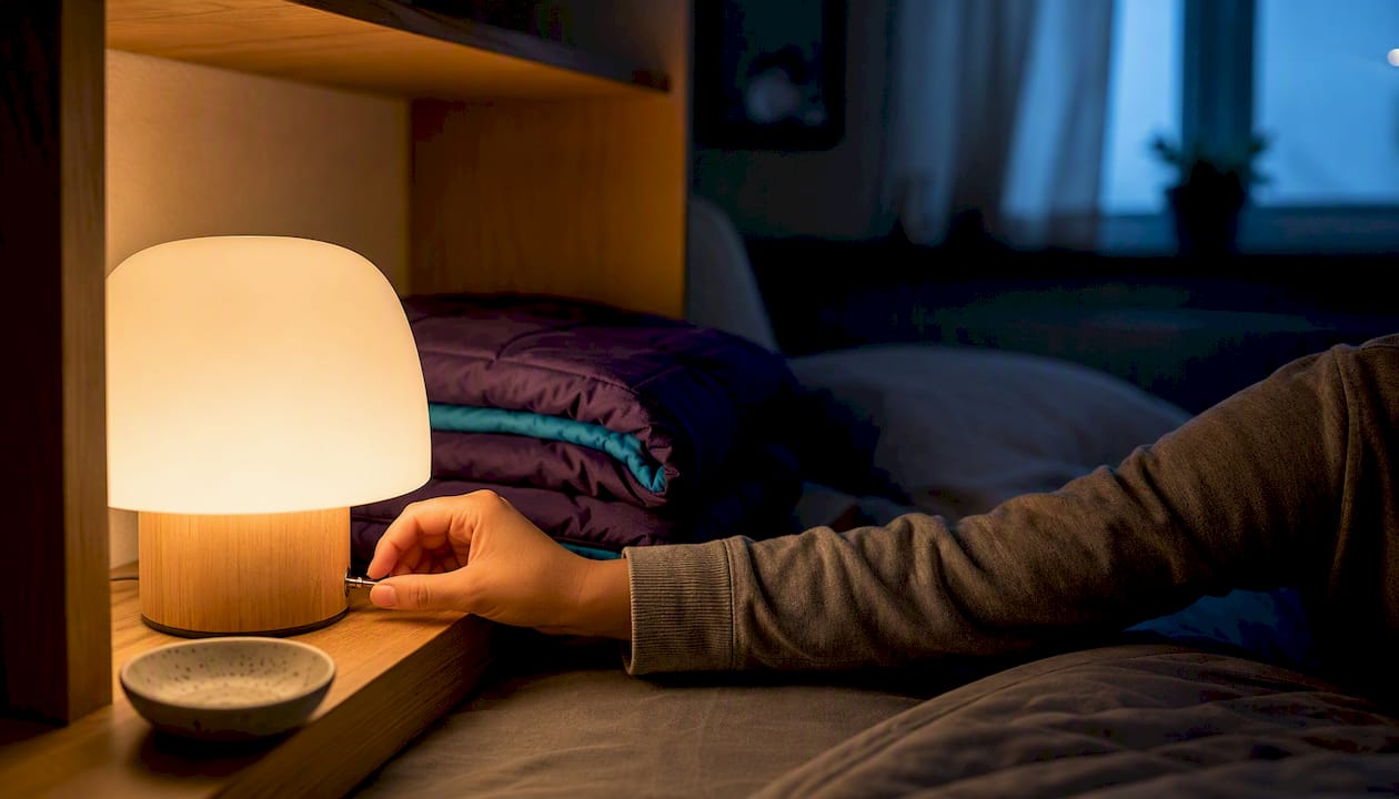 Hand dimming lamp during bedtime routine
