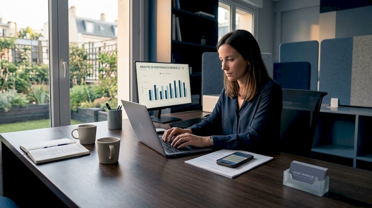 Analyste métier installé dans un bureau lumineux à la maison