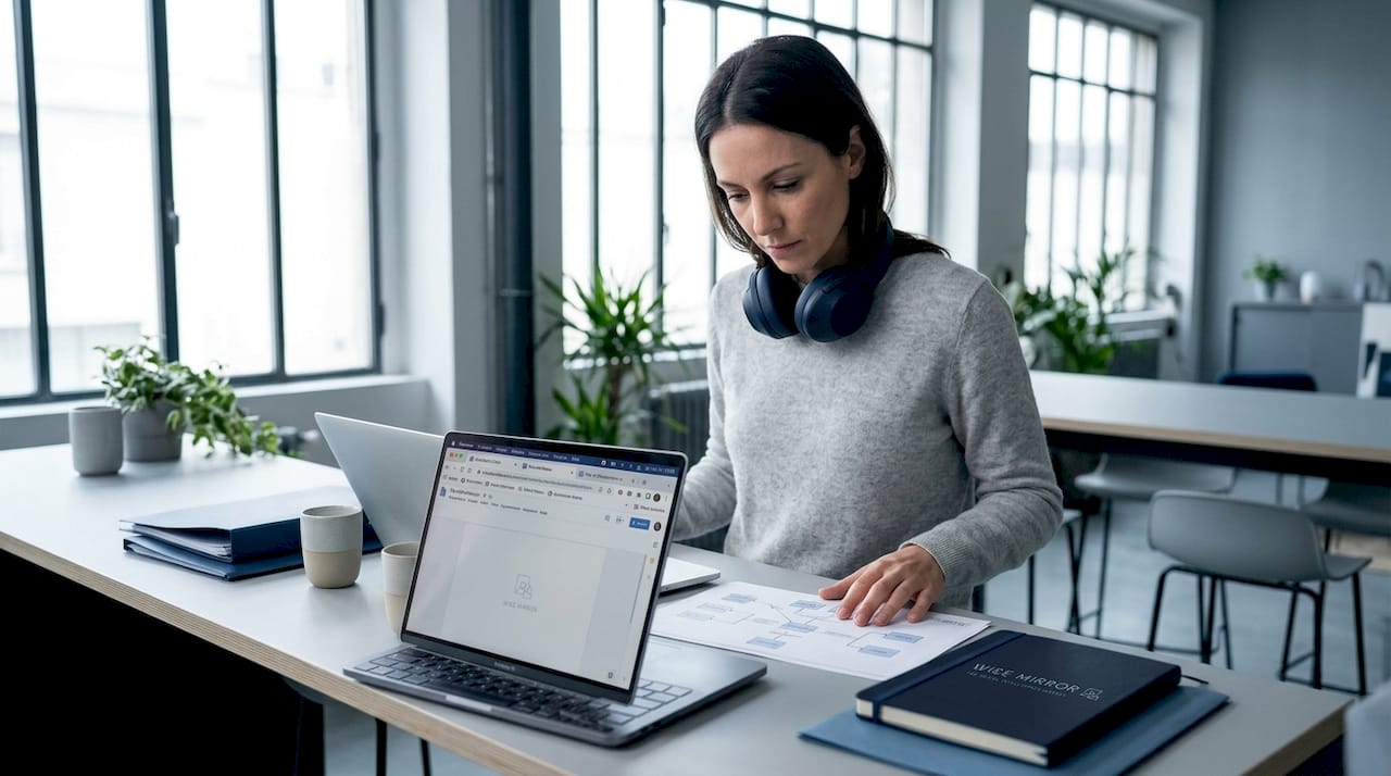 Consultant en train d’analyser le schéma d’intégration du réseau