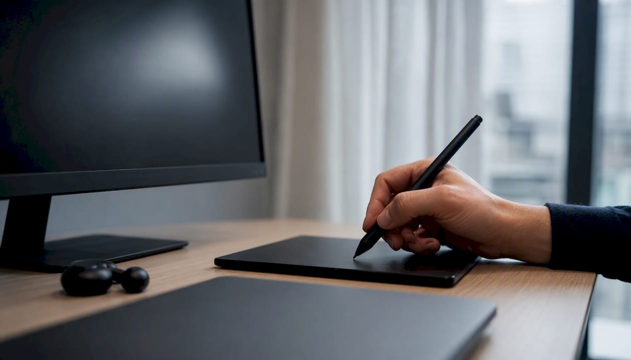 Un espace de travail équipé d’outils de surveillance, avec des écrans en mode sombre.