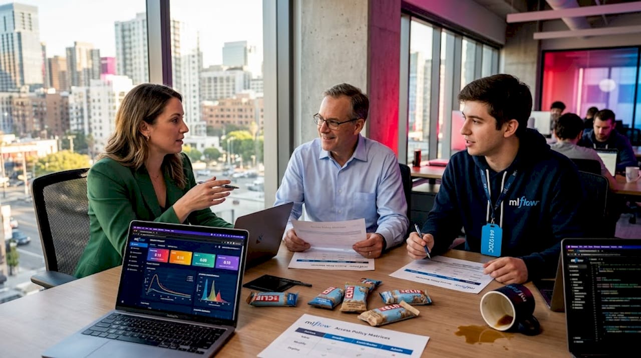 Team analyzing AI access control in office