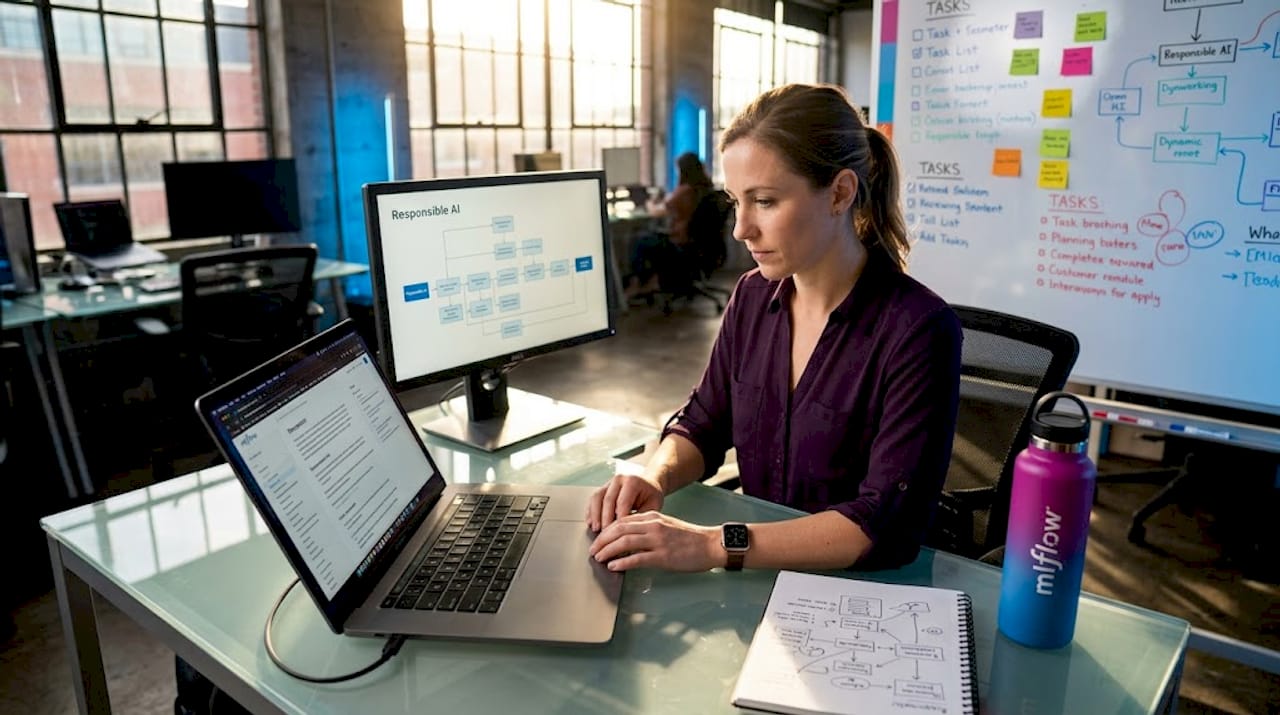Engineer reviewing responsible AI deployment workflow