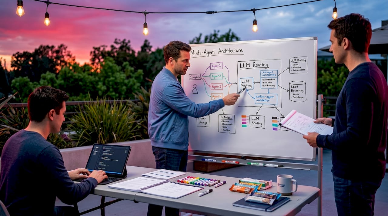 Development team mapping AI agent architecture