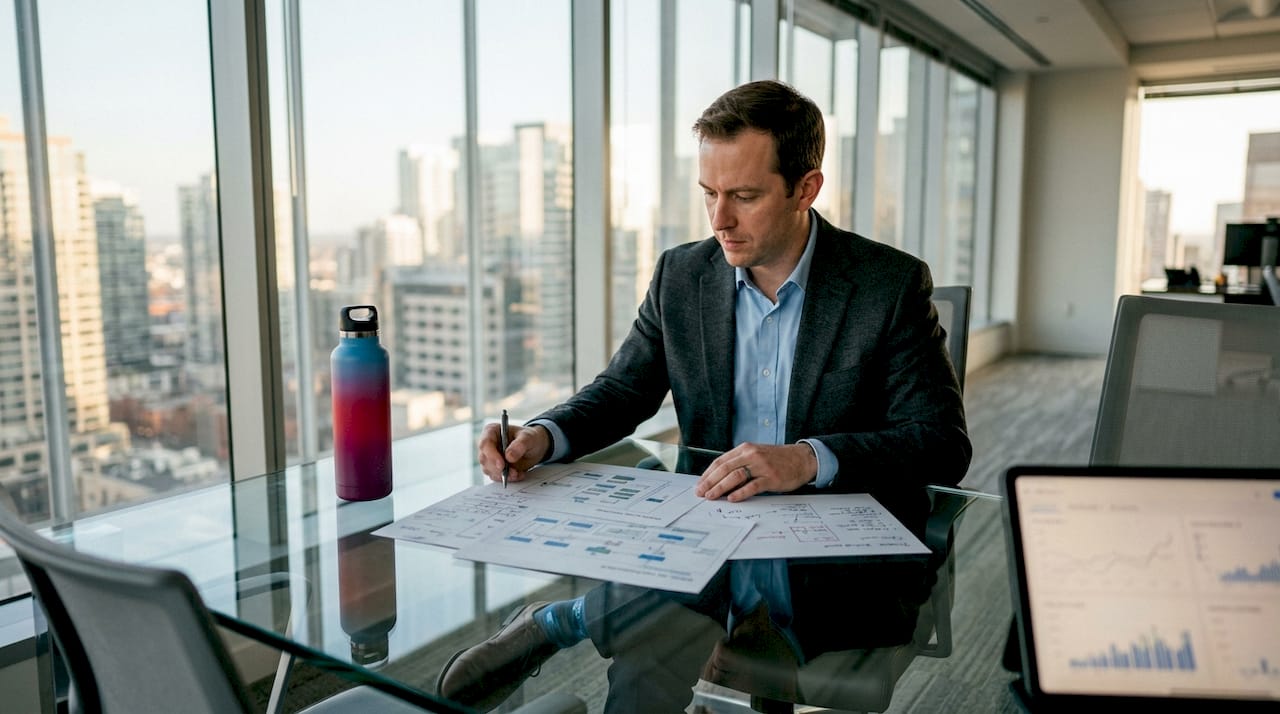Enterprise IT manager reviewing AI strategy documents